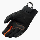 Guanti Veloz, un guanto moto con protezione paranocche SEESOFT 3D. Colore Nero-Arancione. Di REV'IT!.